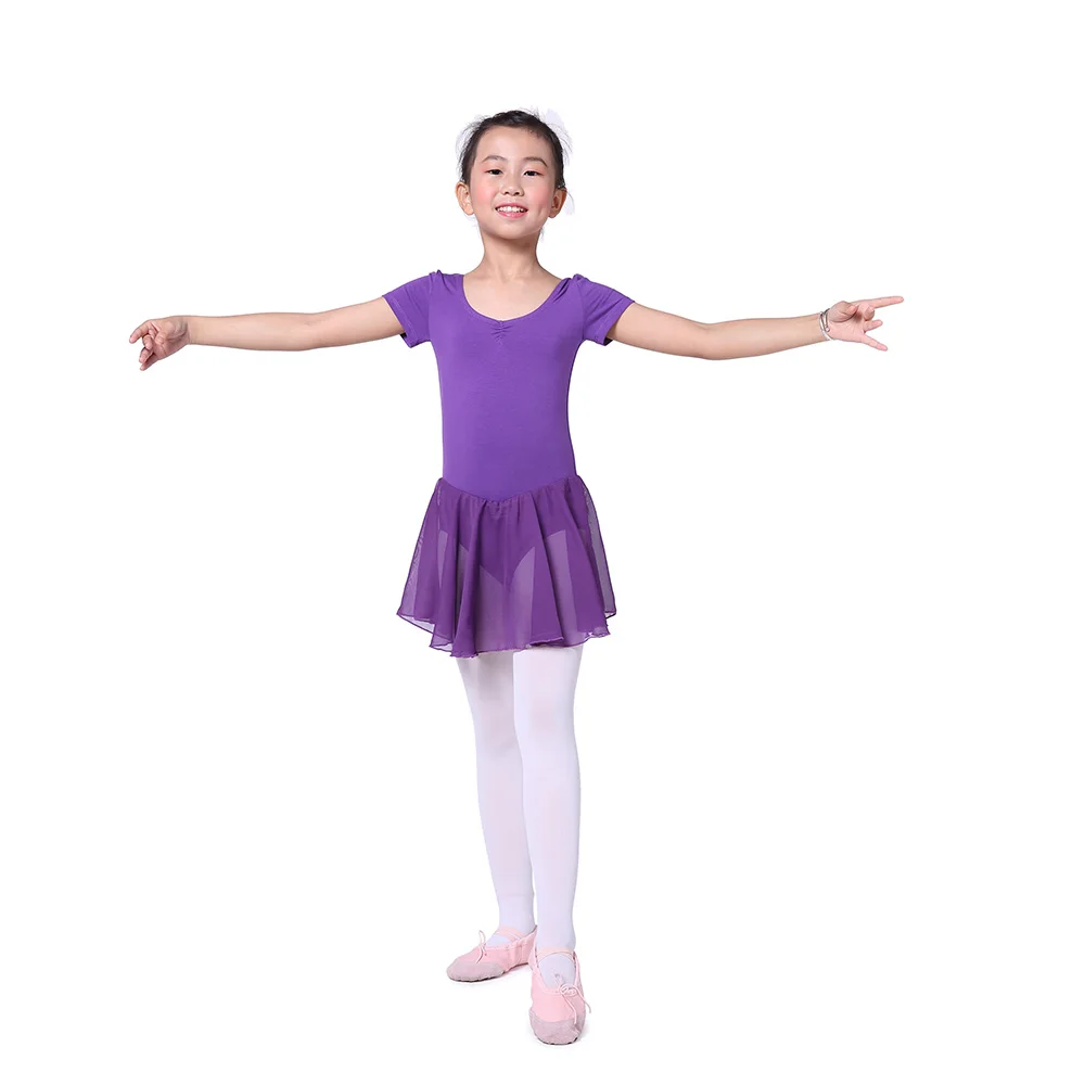 Valchirly Mädchen Ballett Chiffon Kleid, Kinder Baumwolle Lycra Tutu Ballettrock, Gymnastik Trikot Kostüm