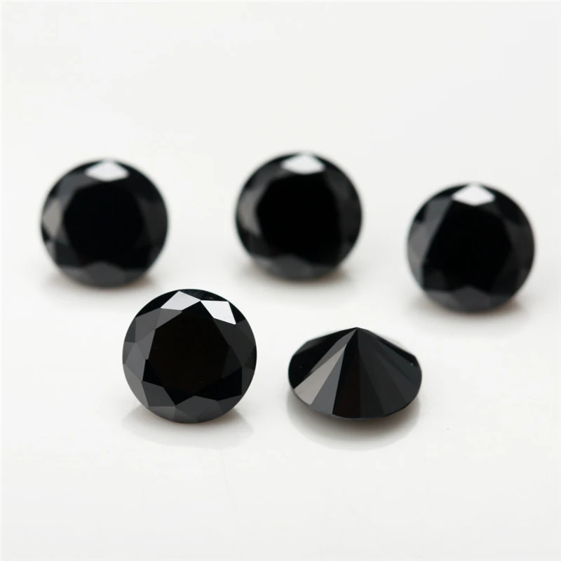 1~3mm Round Cut Black Color Nano Synthetic Gems Stone For Jewelry