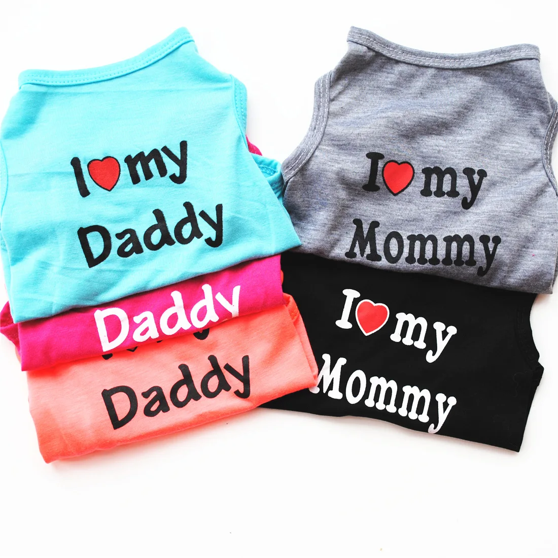 I LOVE MY MOM Design Summer Pets Puppy Small Dog Cat Pet Kitten Clothes Vest Lovely Pet T-Shirt Apparel Costumes 3 Colors