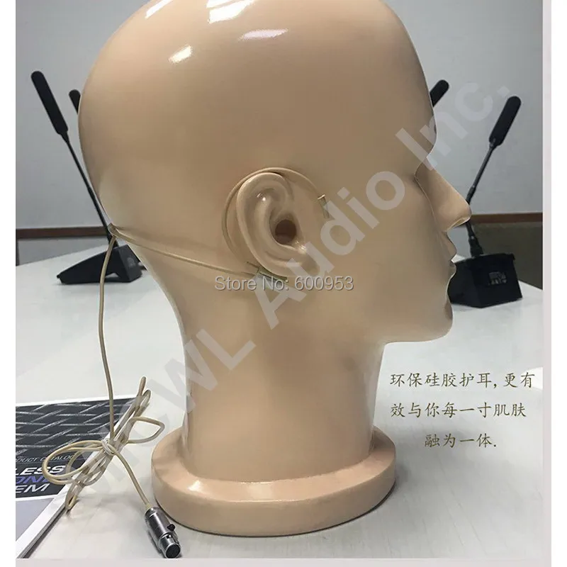 Microfono auricolare con doppia testa auricolare di alta qualità per Shure Audio Technica Sennheiser MiPro Wireless - Spina di sicurezza aeronautica