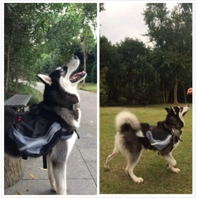 Dog Saddle Backpack Reflective Bag Safety at Night Medium Large Big Dog Pack Bag Outdoor Hiking Camping Training Pet Carrier TC