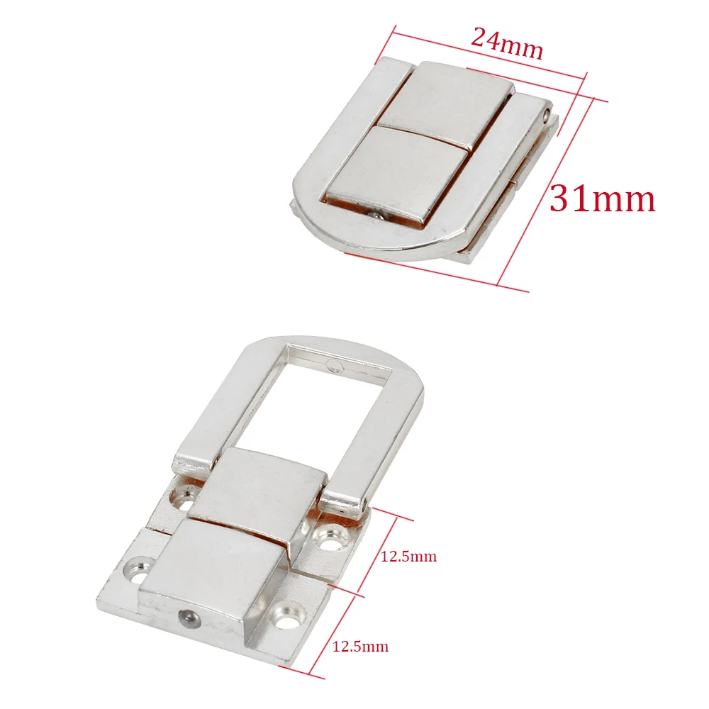 4Pcs 24x31mm Silver Retro Box Hasps Decorative Buckle Shackle Lock Padlock Hasp for Jewelry Boxes Red Wine Box Buckle