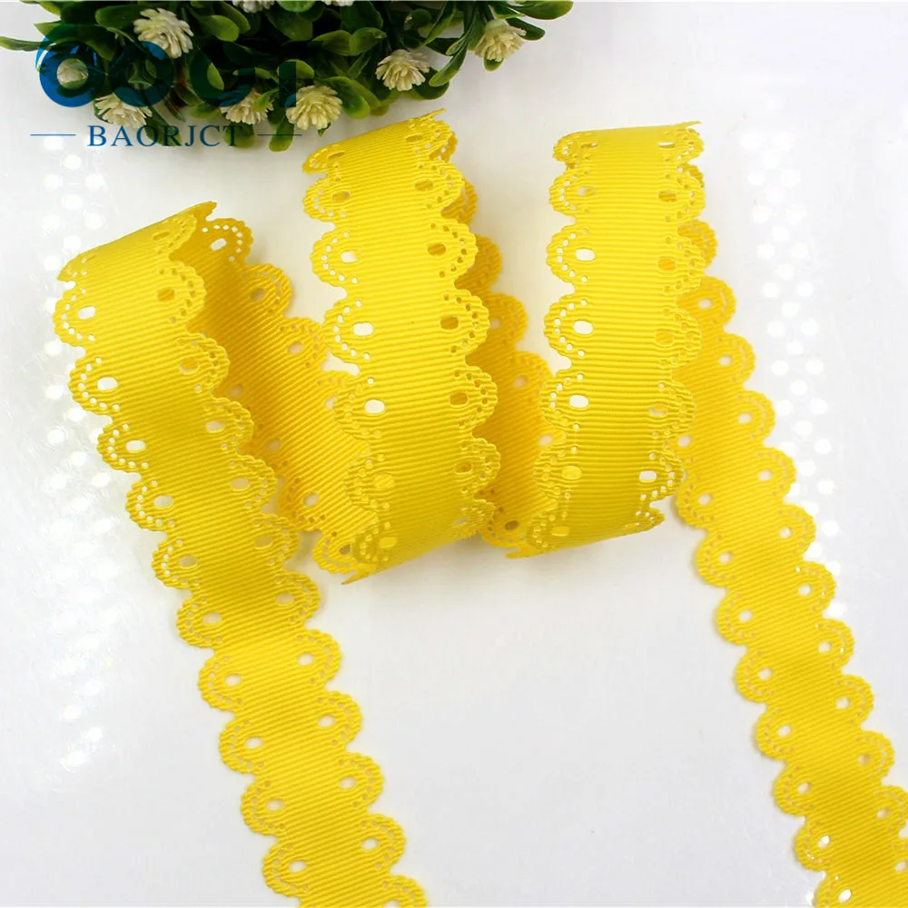 OOOT BAORJCT 177031  hot sale 25mm hollow Flowers solid Grosgrain Ribbon, DIY handmade materials,Clothing accessories