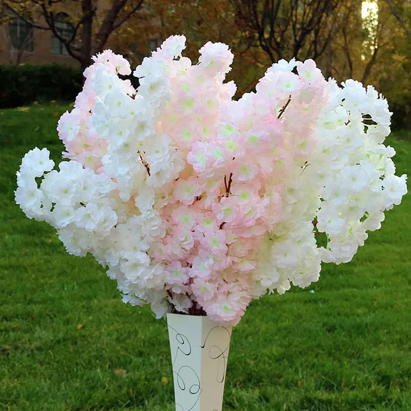 Wedding Party Decoration Artificial Plants Plastic Fake Flowers Silk Cherry Blossom Branches Flowers For Home Decoration