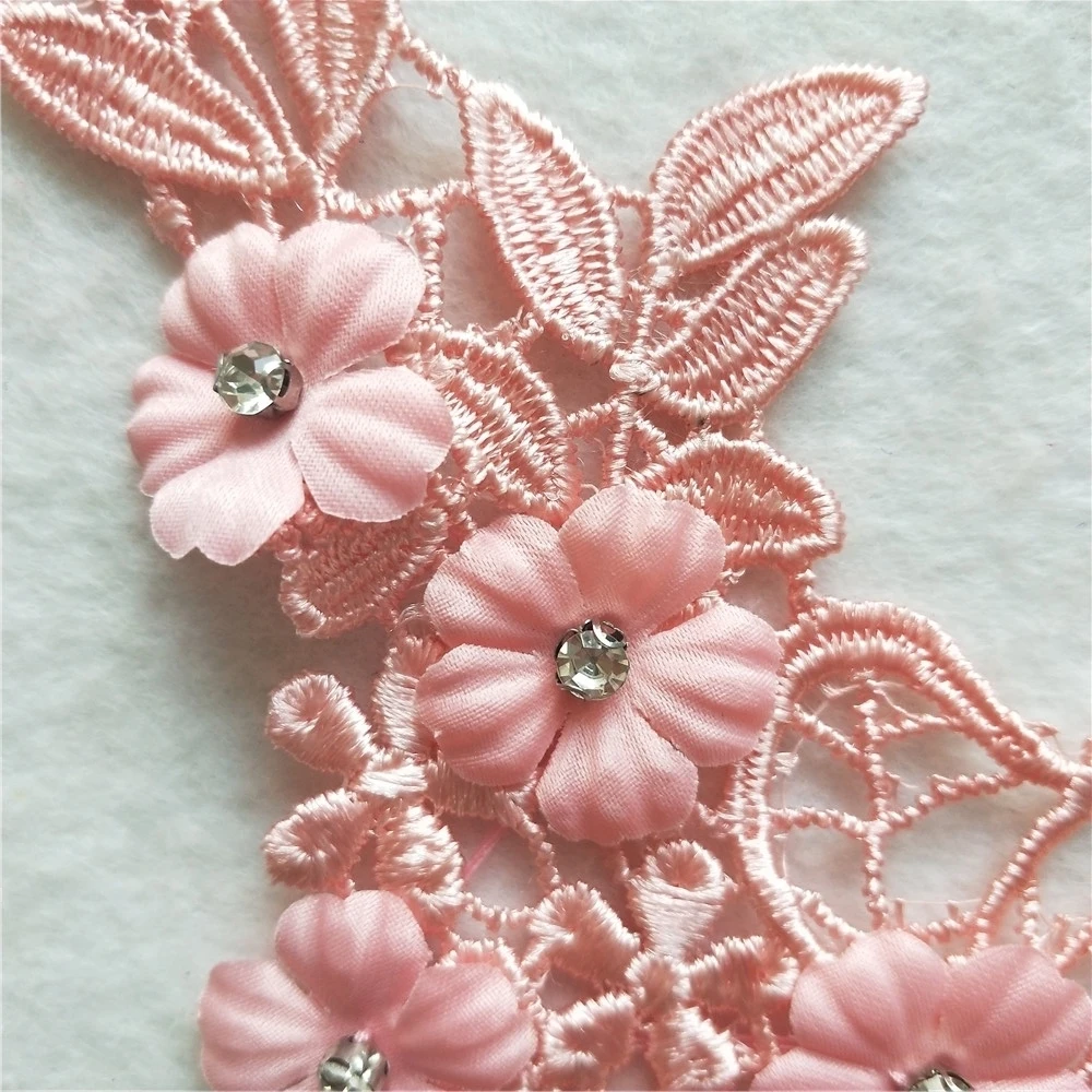 pink Fabric Flower Venise Floral Lace Sewing Applique Lace Collar Neckline Collar Applique Diy Craft Neckline Sewing Accessories