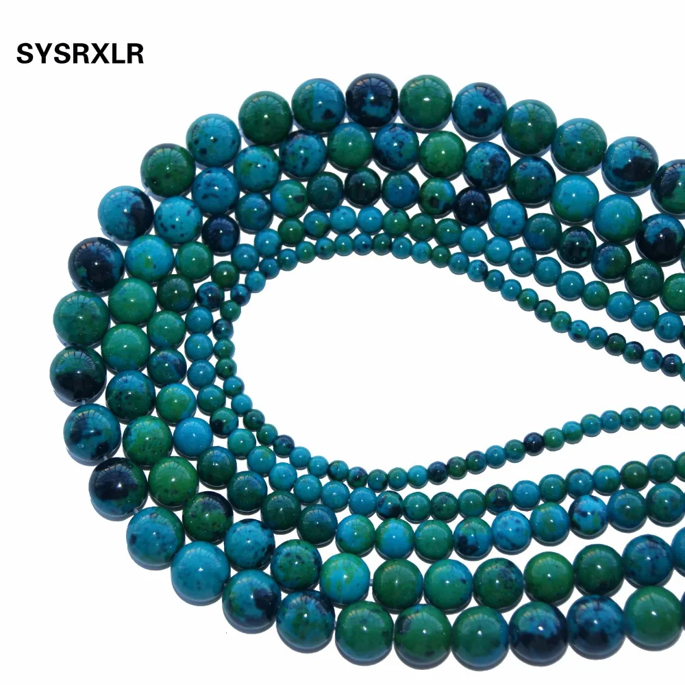 New Natural Stone Chrysocolla Round Loose Beads 15\