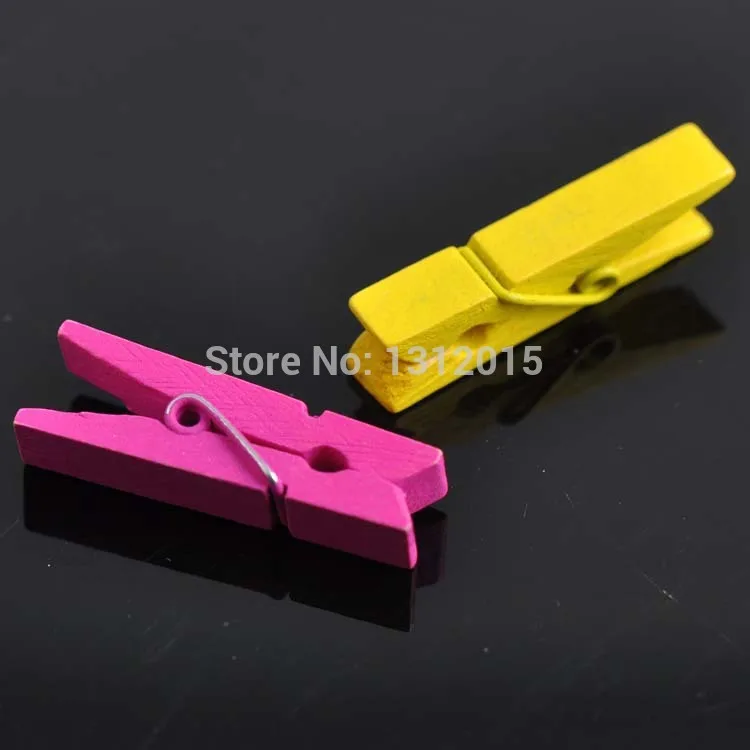 100PCs Wooden Clothespin Craft Clips Mixed Colors 26x7.5mm For DIY Jewelry fingdings PDB013