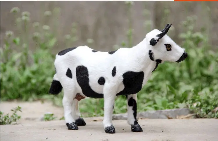 small simulation cow toy cute Lifelike&flannelette handicraft cow doll gift about 25x20cm