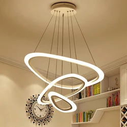 Nuovo Moderne luci a sospensione per la sala da pranzo 4/3/2/1 Cerchio Anelli in acrilico LED apparecchi di illuminazione Lampada Da soffitto