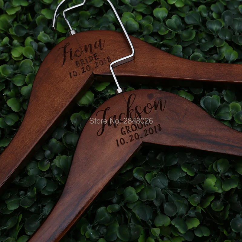 Personalized Engraved Script Bride, Bridesmaid Wooden Wedding Dress Hangers,Hen Parties, Bridal Showers gift