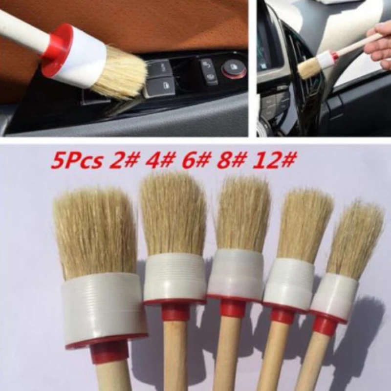 Substantial  Cleaning Brush Detailing Tools Bristle Hair Wooden Handle Car Care