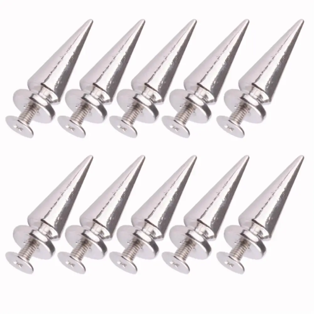 10pcs height26mm/ base7mm Screwback Spike Cone Round Studs Rivet Nail Metal Bullet DIY Shoes Bag Belt Garment Punk Leathercraft