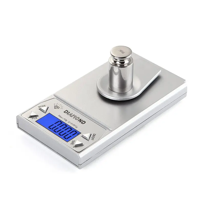 0.001g/10g Mini LCD Digital Diamond Jewelry Scale High Precision Food Diet Gem Scales Weighing Balance Silver CT/DWT/G/GN