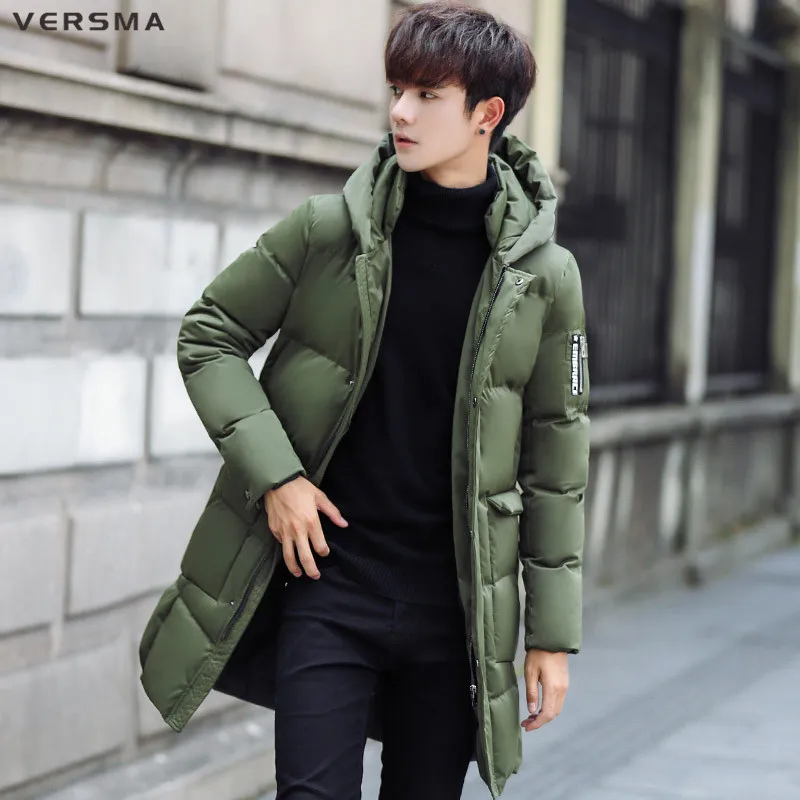 VERSMA Korean Warm Casual Chic Winter Long Jacket Coat Men Parka Thick Mens Youth Winter  Jackets Coats Male Parkas Dropshipping