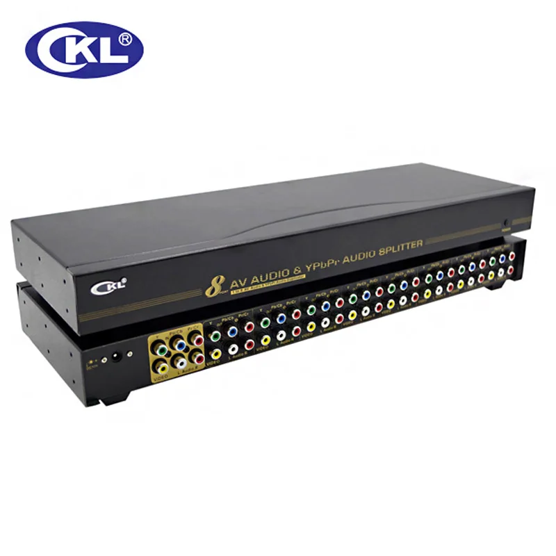 CKL 1 dalam 8 out AYP Splitter 8 Port AV + YpbPr + Audio Splitter Mendukung 1080i 1600x1200 & 60Hz Logam AYP-108