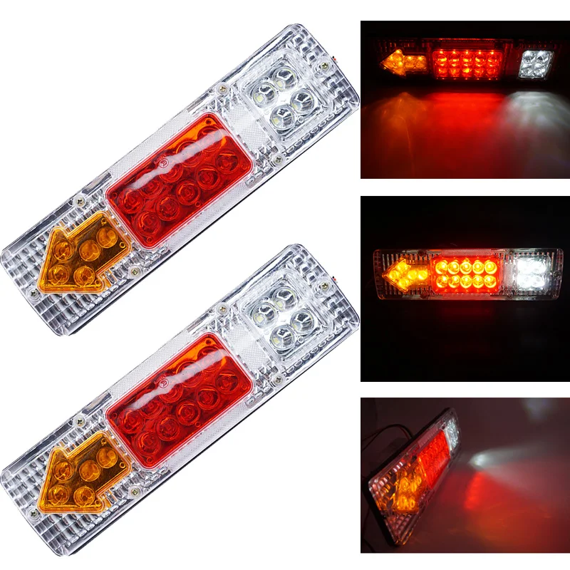 1 Pair 19 LEDs  Left And Right Trailer Truck Rear Tail Stop Turn Light Indicator Lamp Taillight Car lights for UTE caravans 12V