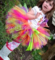 Girls Fluffy Tutu Skirt Rainbow Color Dance Ballet Tutu Skirt Girl Baby Birthday Party Wear Halloween Costume Clothing Kids