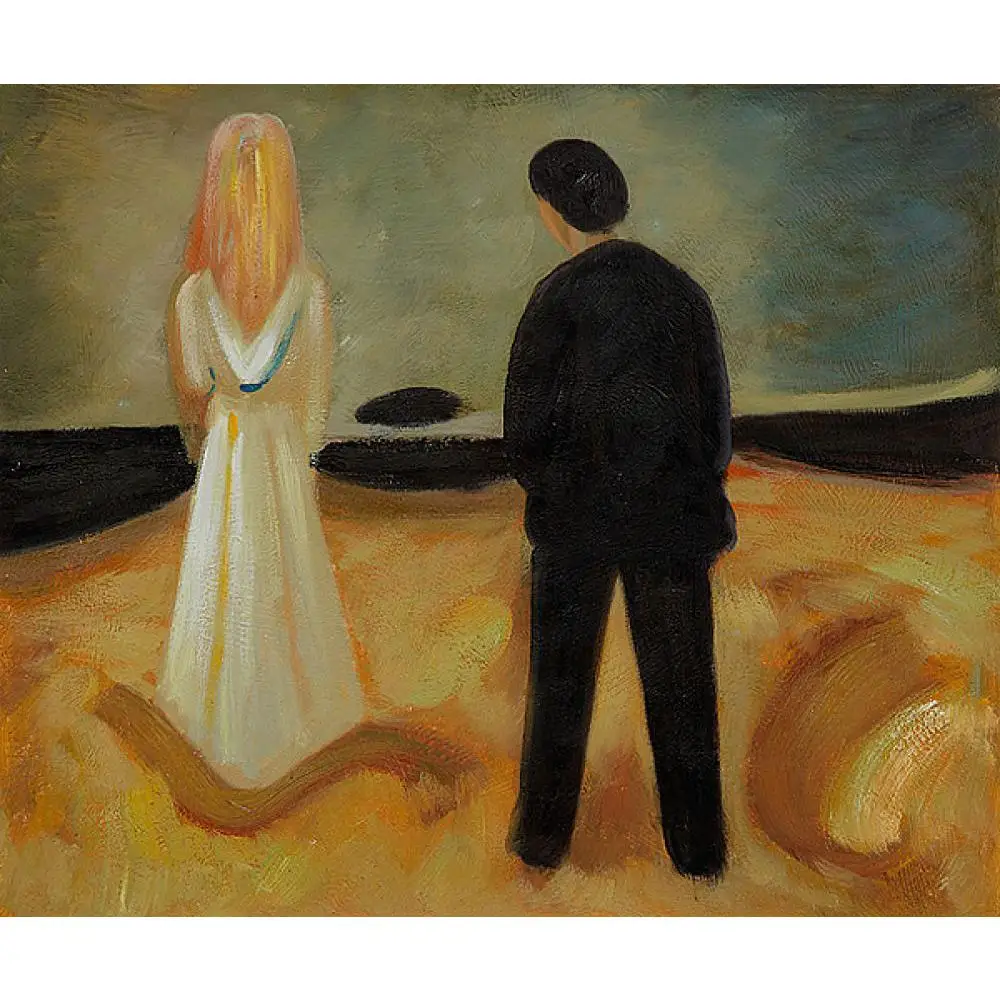 

Edvard Munch Abstract Painting Modern Art Canvas Reproduction of Two Beings (The Lonely Ones) Wall Home Decor High Quality