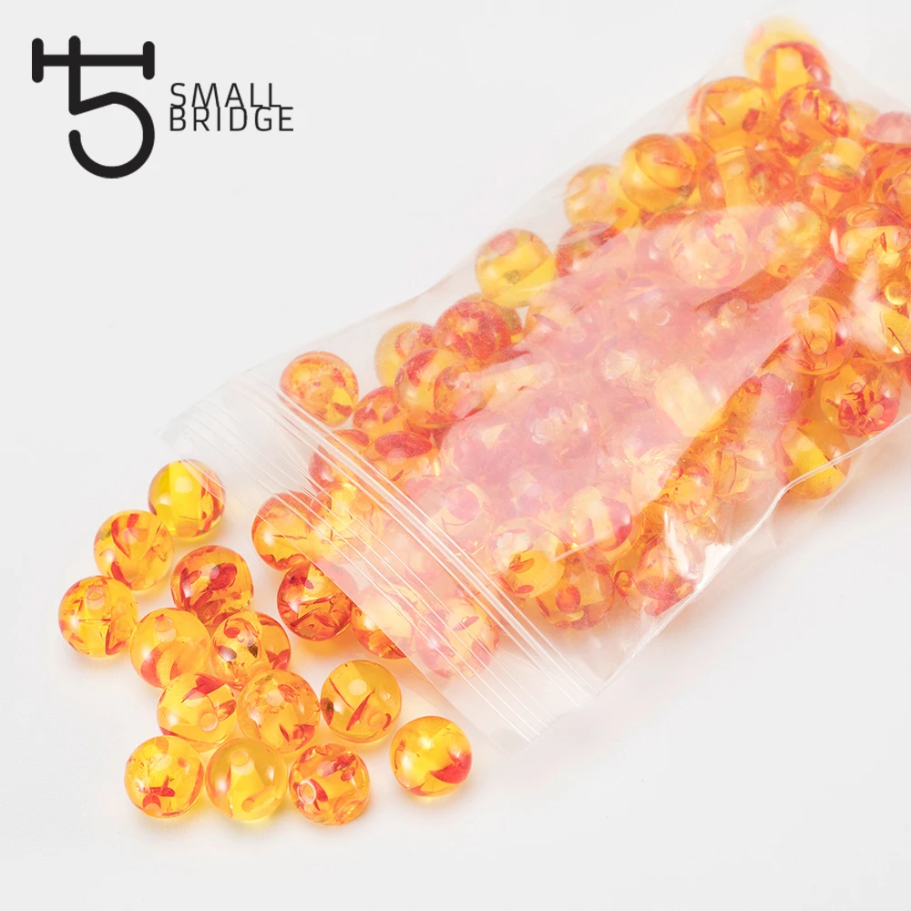 8mm Gold Color Plastic Acrylic Beads For Jewelry Making DIY Bracelet Material Round Resin Spacer Beads Wholesale Q201