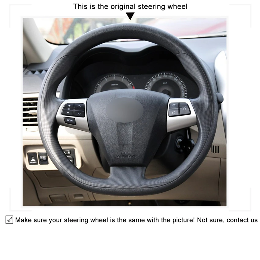 MEWANT Black Artificial Leather Car Steering Wheel Cover for Toyota Corolla RAV4 Auris Wish Vanguard Voxy 2010-2013