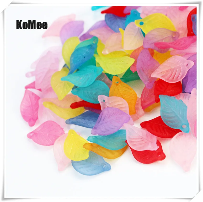 

2200pcs/lot Multi Colors Frosted Acrylic Leaf Beads Cute Solid Beads 11x18mm Jewelry Accessories Craft Bracelet DIY Beads