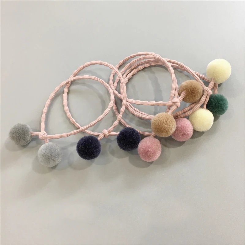 Sweet Girls Cute Plush Headband Hair Accessories Children Pompon Elastic Hair Bands Creative Large Fur Ball Hair Rope Lovely