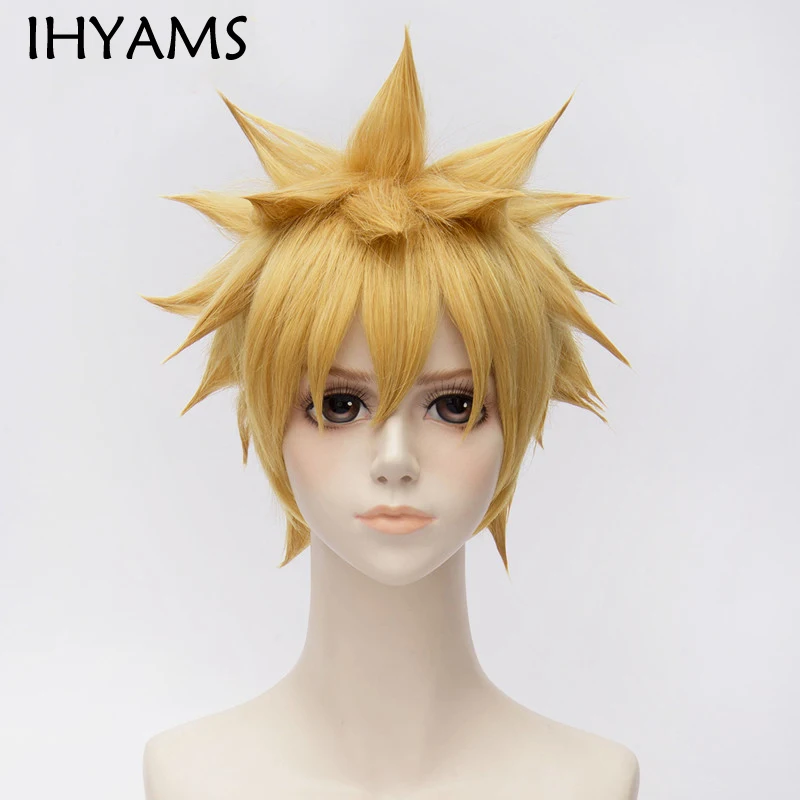 

Uzumaki Cosplay Wigs 30cm Short Golden Heat Resistant Synthetic Hair Perucas Cosplay Wig + Wig Cap