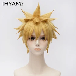 Uzumaki Cosplay Wigs 30cm Short Golden Heat Resistant Synthetic Hair Perucas Cosplay Wig + Wig Cap