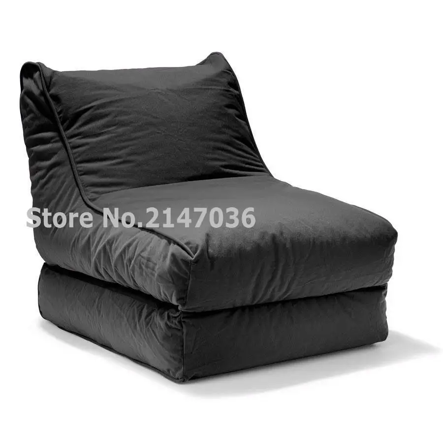 2-in-1 Convertible Bean Bag Cover Lounger Double Seater Black