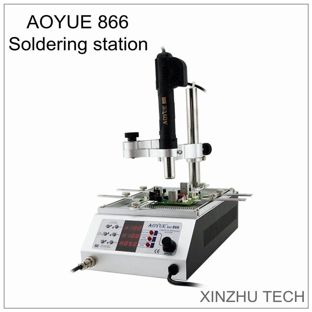 Aoyue 866 4 in 1 SMD Soldering Station Iron Station With Hot Air Gun BGA Rework 110V/220V Hot Air Rework Pre-Heater Preheater