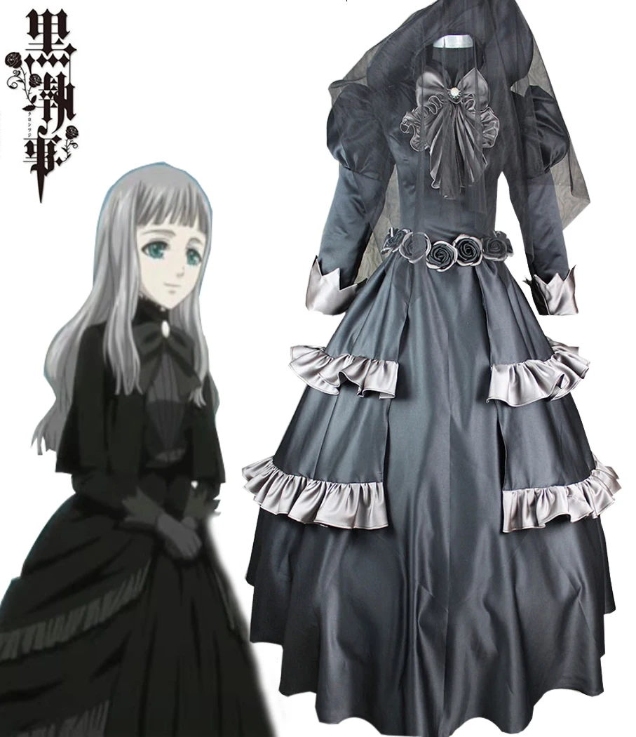 

Kuroshitsuji Victoria Cosplay Black Butler Queen Victoria Black Lolita Dress Cosplay Costume Custom Made Any Size