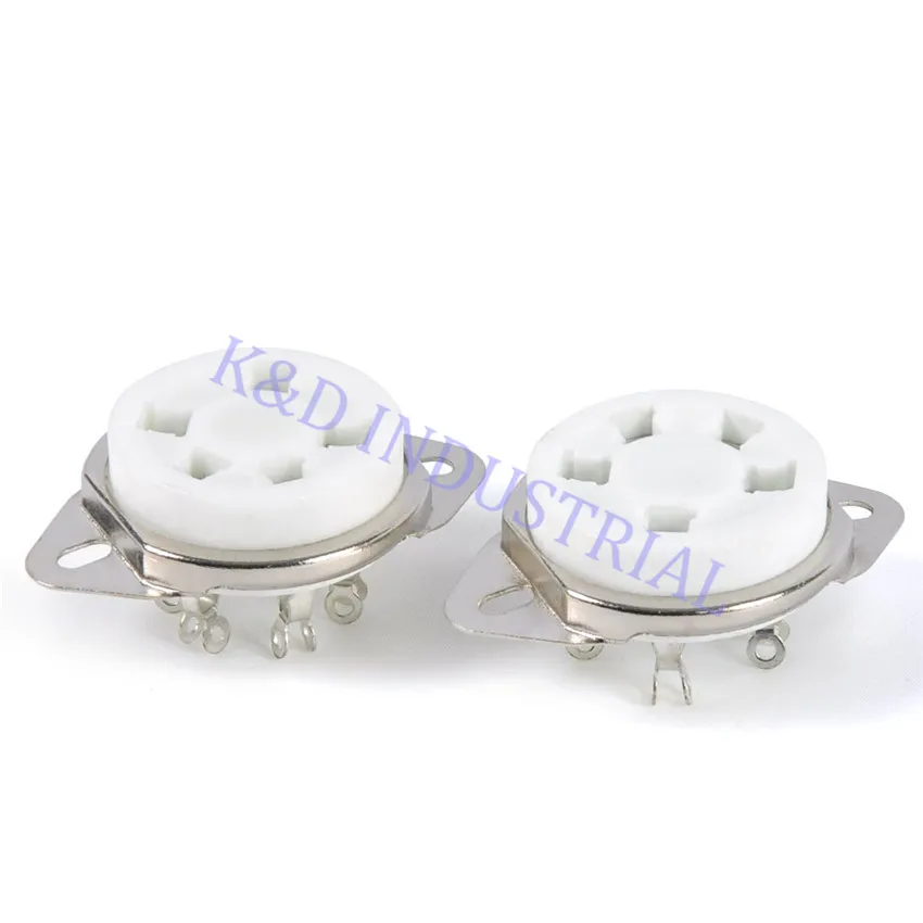 10pcs 5Pin Silver Ceramic Tube Socket for 807 Valve Top mount for Tube Amlifier Tube Amp Parts