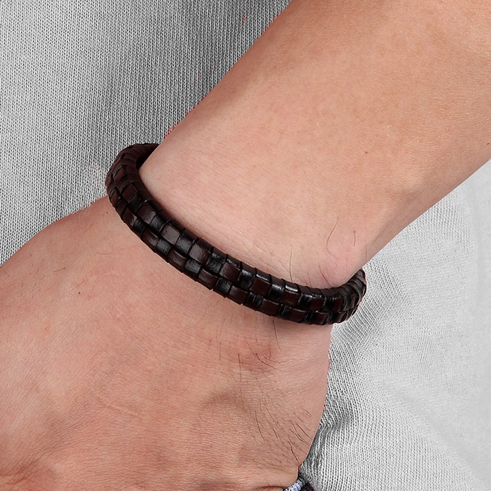 XQNI Classic Design Hand-woven Bracelet Personality Gift For Men Genuine Leather Bracelet&Bangle Special Birthday Party Jewelry