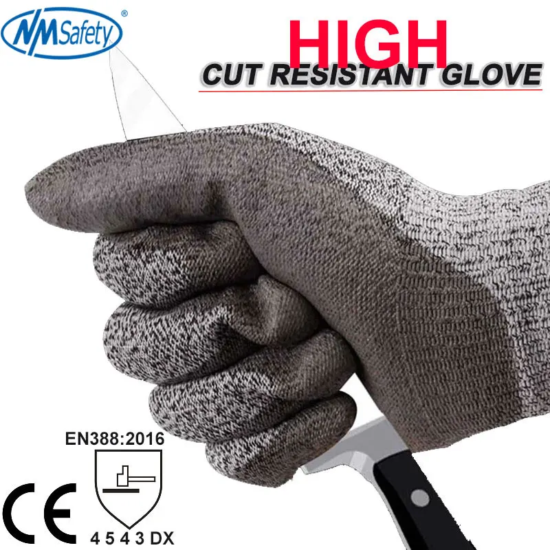 NMSafety High Quality CE Standard Cut Resistant Level 5 Anti-Cut Work Gloves