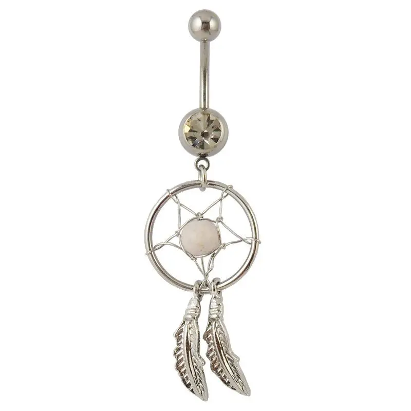 Mixed 3 colors 2016 Fashion Crystal Gem Dream Catcher Dangle Belly Ring Bory Art Body Jewelry 5pcs/LOT