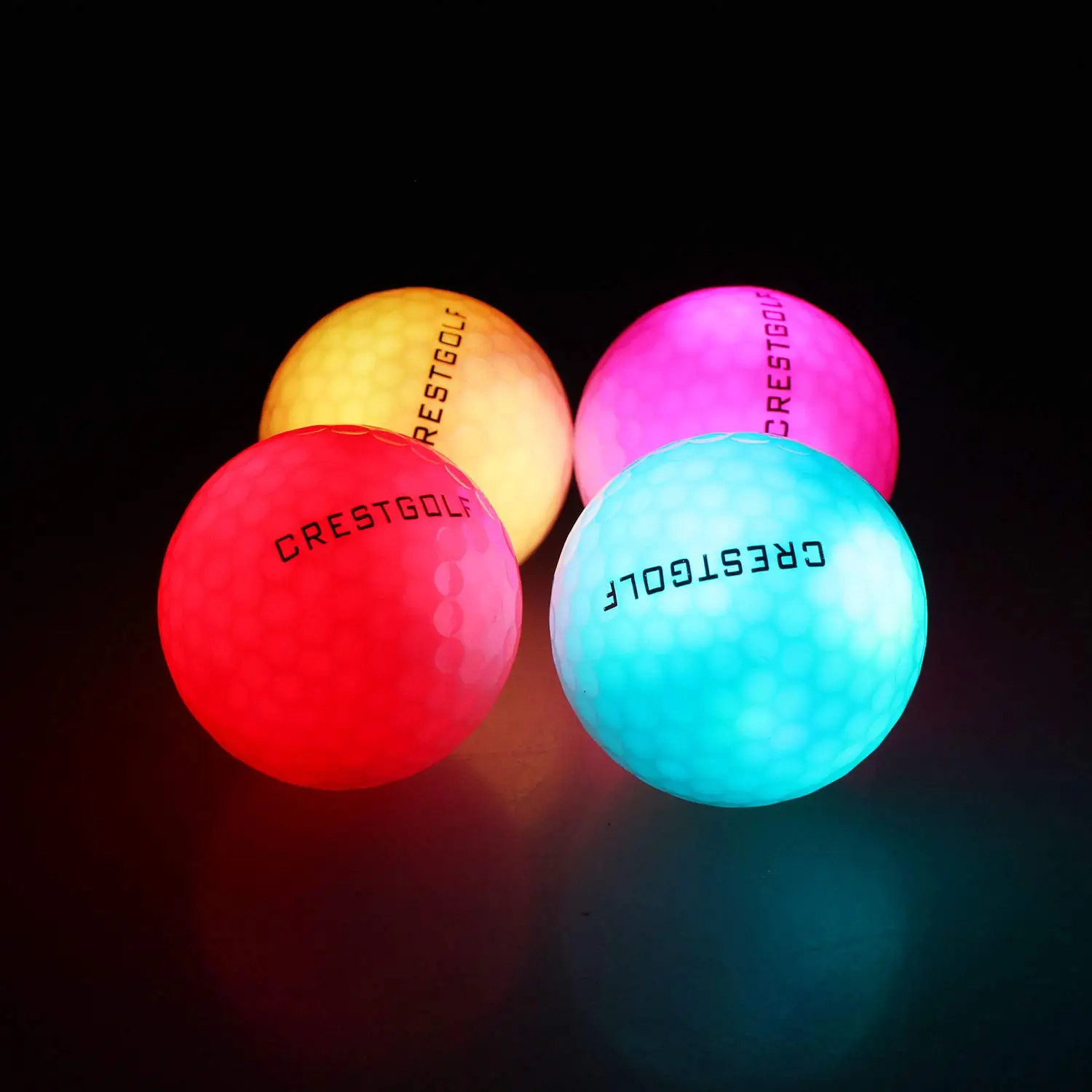 Bola Golf Crestgolf dengan Logo 3 Buah/6 Buah/10 Buah/30 Buah/Pak Cahaya Malam Bola Golf LED Bercahaya-Enam Warna untuk Pilihan Anda