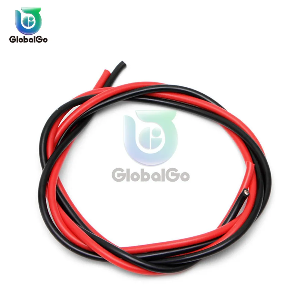 2pcs 16AWG Silicon Wire Heatproof Soft Silicone Silica Gel Wire Cable 1 Meter Black +1 Meter Red