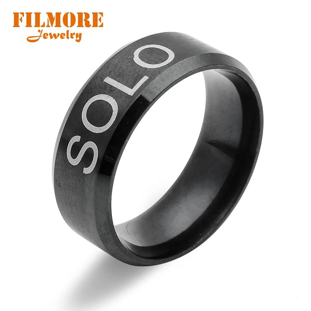 Dota 2 Gank Offlane Solo Carry Support Fashionj Ring Titanium Stainless Steel White Letter Ring Classic Charm Ring for Unisex