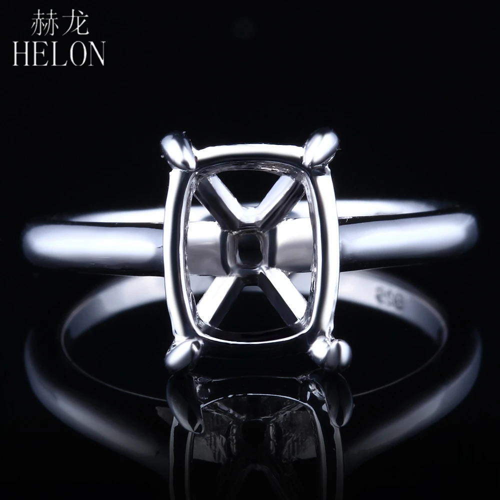 

HELON Cushion cut 6x8mm to 8x10mm Semi Mount Sterling Silver 925 Women Fine Jewelry Engagement Wedding Ring Prong Setting