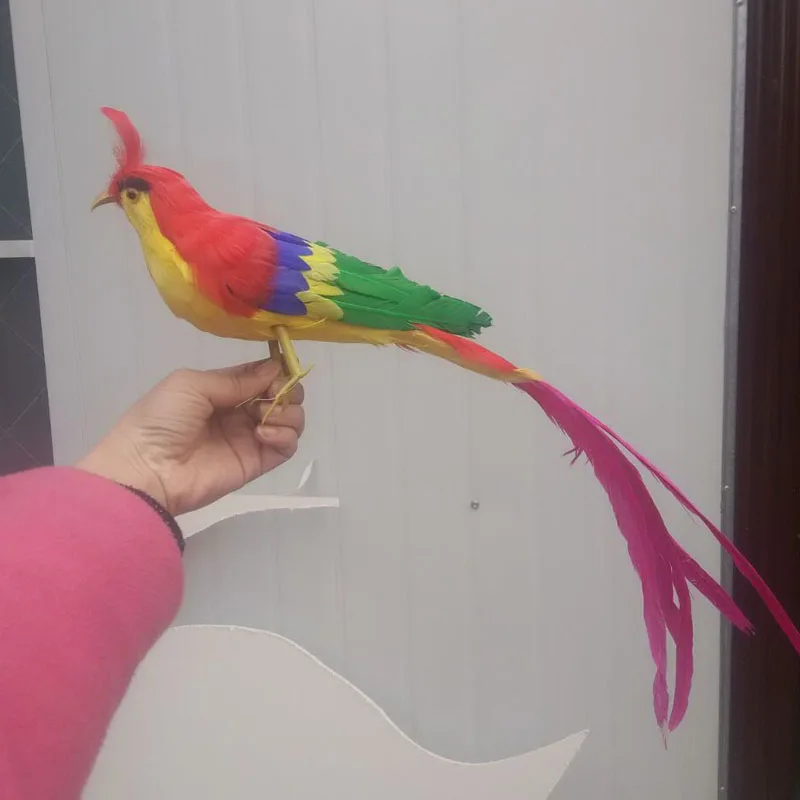 

new simulation Phoenix toy foam&feather colourful long tail bird gift about 50cm 0814