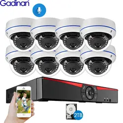 Gadinan 8CH 5MP POE NVR Security Camera System Kit Audio Record 3MP IP Camera IR Dome Outdoor Waterproof CCTV Surveillance Set