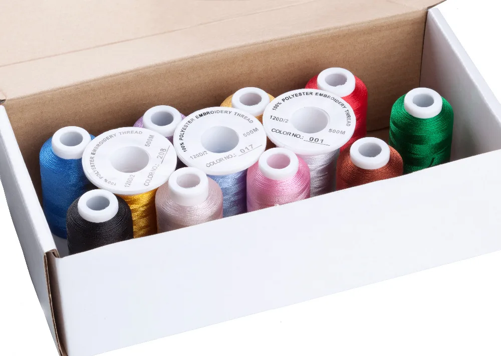 Simthread 12 BASIC Colors Embroidery Machine Thread 550Yards/spool with Type A Bobbins as Bonus