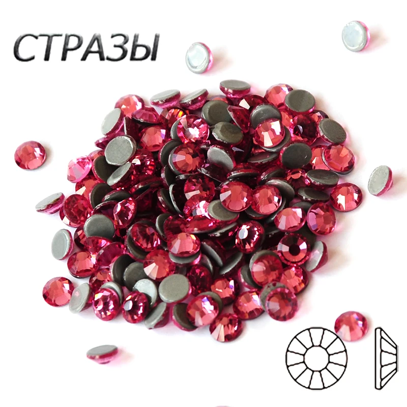 

2058 Top Quality Rose Hotfix Glitter Crystal Rhinestones For Crafts Strass Beads Glass DIY Accessories For Garment Decorations