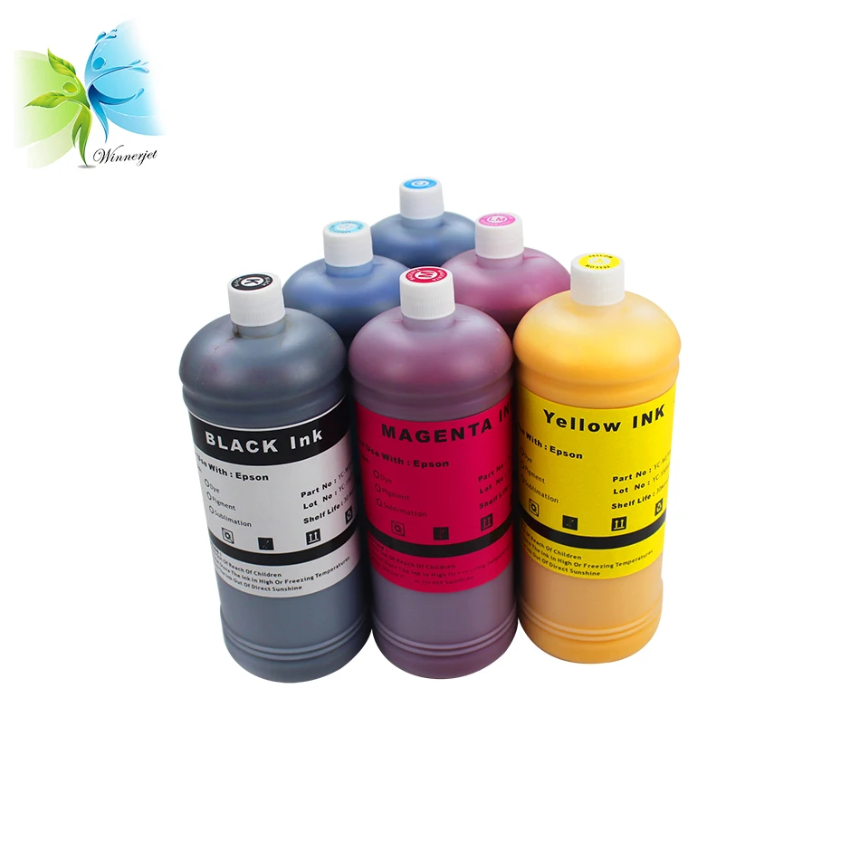 Winnerjet 6 Colors 1000ml Dye Ink for Epson Stylus Photo T50 TX650 700W 710W 800FW 810FW Artisan 635 725 730 835 837 Printer