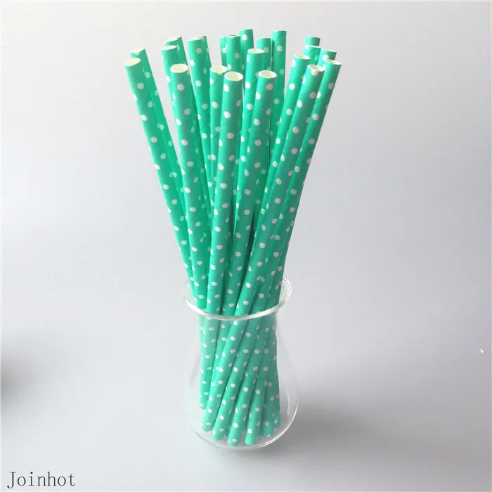 25pcs/lot Polka Dot Green paper drinking straws creative drinking straw Wedding Decorations Birthday Party