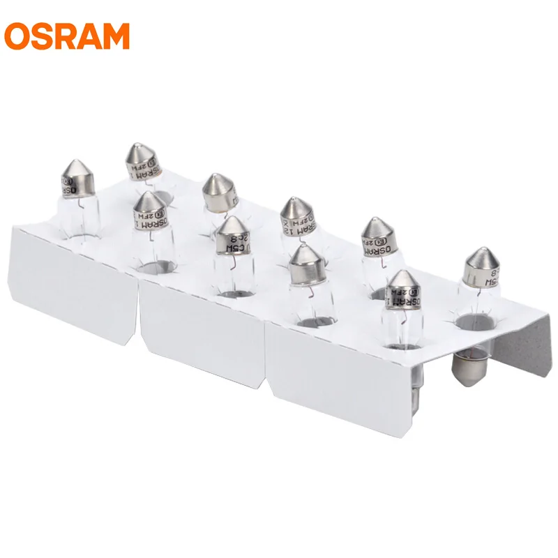 10pcs OSRAM C5W 6418 Festoon Lamps 12V 5W SV8.5-8 Original Line Reading Light Plate Trunk Bulbs OEM Car Halogen Bulbs ECE