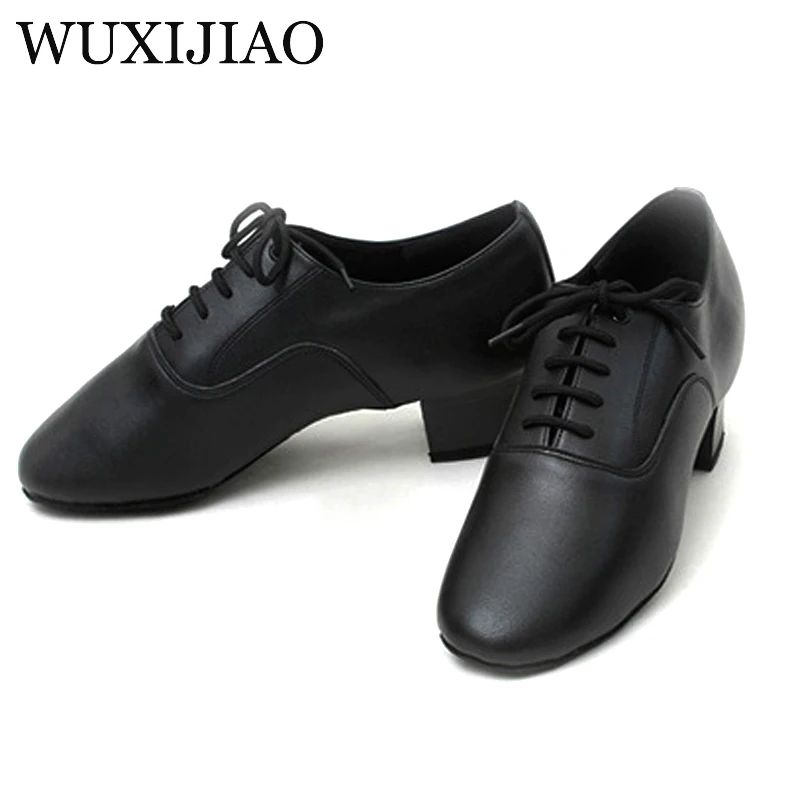 shengzixue Men\'s Latin dance shoes Genuine leather Ballroom dancing shoes Low heel 2.2cm big size Party Square dance shoes