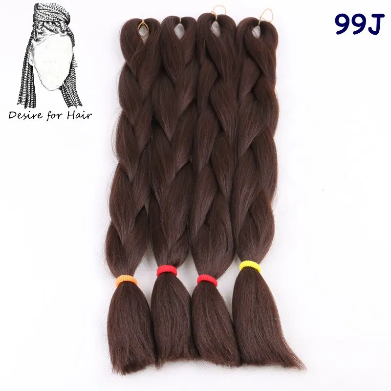 Desire for hair 5packs 24inch 80g 90colors heat resistant synthetic jumbo braiding hair extensions for small twist braids making