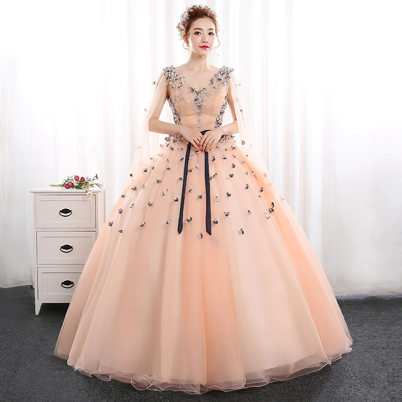 Ruthshen Vestidos Quinceanera 15 Anos Gaun Bola Quinceanera Gaun Baru Appliques Prom Gaun untuk Pesta V-Leher Vestido