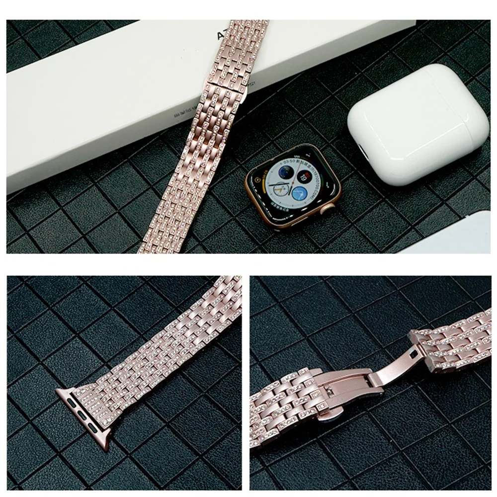 Bling strap for Apple watch band 40mm 44mm iWatch band 38mm 42mm Diamond stainless steel bracelet Apple watch series 6 5 4 3 se